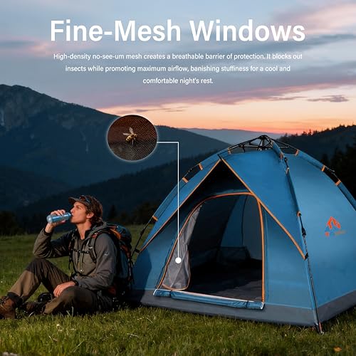 TGpao Quick Set Up Waterproof 4-Person Camping Tent with Bug Netting - Instant Pop-Up Tent for Family Camping & Hiking | A...