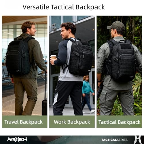 AMHEH 32L Military Tactical Backpack - Rugged Molle Assault Pack Fits 17 Inch Laptop for Survival Hiking Outdoor Travel Wo...