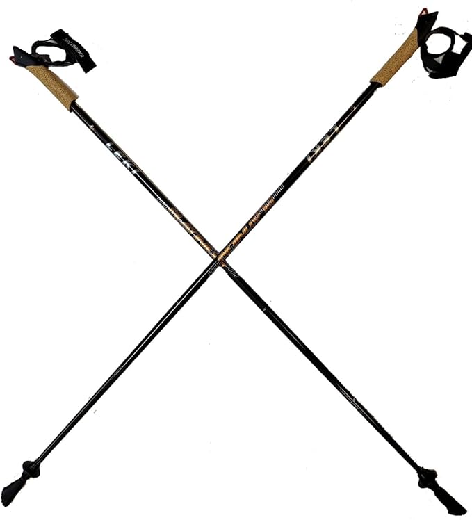 LEKI Nordic Walking Platinium Carbon Series Fixed Length Walking Poles 115cm Brown