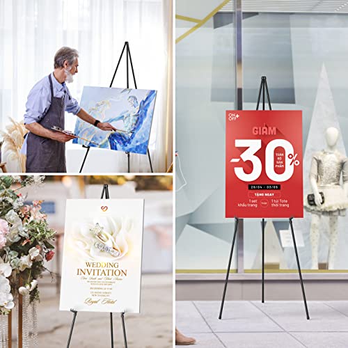 Easel Stand for Sign, Aredy 63" Portable Painting Easel, Lightweight Metal Easels for Painting Canvas, Wedding Sign (2 Pack)