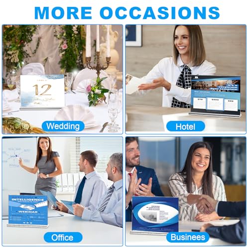 EHWINE 6 Pack Acrylic Sign Holder 8.5 x 11 Horizontal, Double-Sided Stand up Table Top Sign Holders, Clear Acrylic Picture...