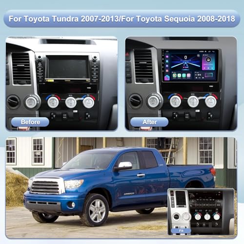 5GWiFi Upgrade Car Stereo Radio for Toyota Tundra 2007-2013 Toyota Sequoia 2008-2018 - Wireless Carplay and Android Auto G...