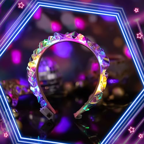 Tigeen Light up Headband LED Glow Headbands Glow in The Dark Headband LED Hair Accessories for Wedding Party Favor