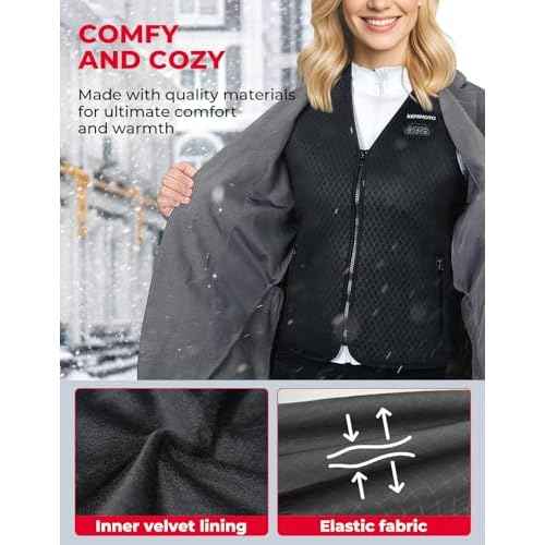 KEMIMOTO Womens Heated Vest, Electric Warming Vest,V Neck with Inner Pocket Lights-out Design(Battery Not Included)