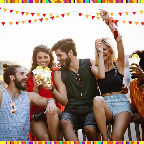Yaomiao 50 Pcs Fiesta Cups Plastic Mexican Cups Bulk Disposable Margarita Glasses 12 oz Cinco De Mayo Fiesta Drinkware for...
