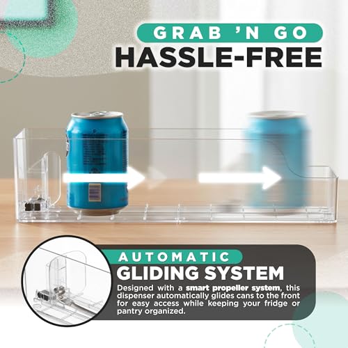 Automatic Soda Can Organizer - 2-Pack - Soda Can Dispenser for Refrigerator - Automatic Drink Holder for Fridge - Organizi...
