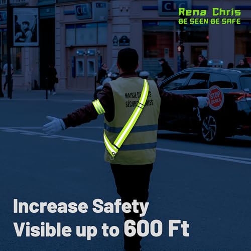 Rena Chris Reflective Running Gear, Reflective Sash, Night Dog Walking Safety Gear, High Visibility Reflective Safety Runn...