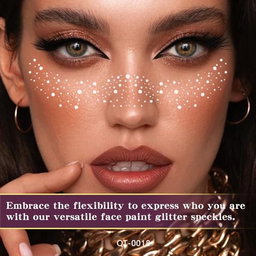 XZMeiLun 8Ps Face Glitter Speckles Patches, 2Colors 4Styles Glitter Freckles Face Tattoo, Glow Up Makeup Patches, Cute Gli...