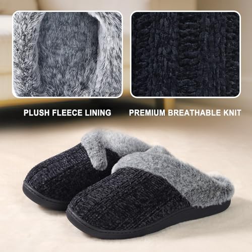 Slippers for Women Fuzzy House Slip on Indoor Outdoor Bedroom Furry Fleece Lined Ladies Comfy Memory Foam Female Home Shoe...