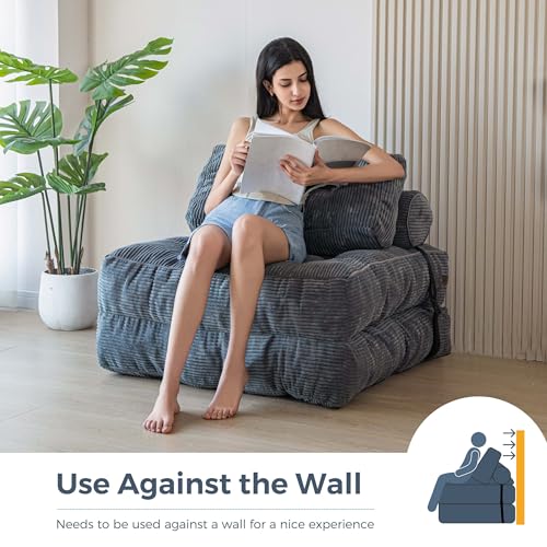 MAXYOYO Folding Sofa Bed, Convertible Sleeper Chair with Pillow Foldable Mattress with Back Support, Portable Fold Out Cha...