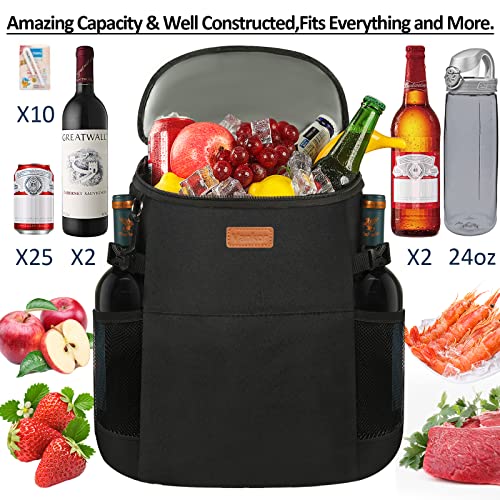 Camping Cooler Backpack 30 Cans, Soft Backpack Coolers Insulated Leak Proof Travel Cooler Bag Waterproof Lunch Picnic Beac...