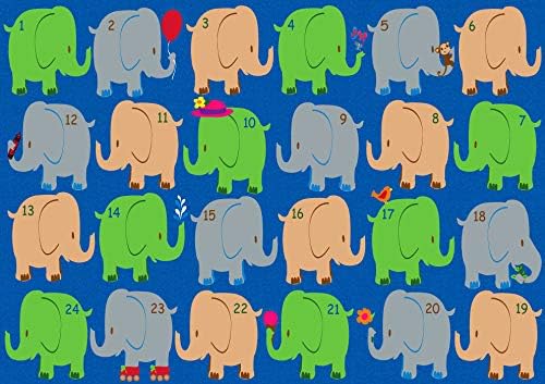 KIDCARPET.COM Elephant Seating Area Rug, 7'6" x 12', Multicolored, Educational Classroom Rug, Kids Learning Play Mat | Area Rug for Bedroom or Playroom