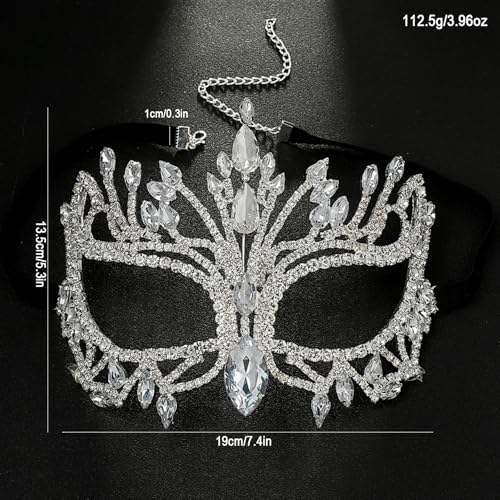 XSBODY Bling Rhinestone Masquerade Mask For Women Ball Costume Crystal Face Mask Carnival Jewelry