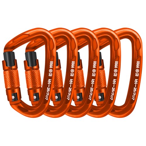 AINIKEY Climbing Carabiner Clips 25kN Auto Locking Carabiner, Professional Heavy Duty Large Locking Carabiner Clips for Ro...