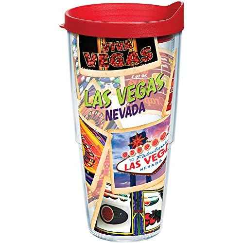 Tervis Nevada - Las Vegas Collage Tumbler with Wrap and Red Lid 16oz, Clear