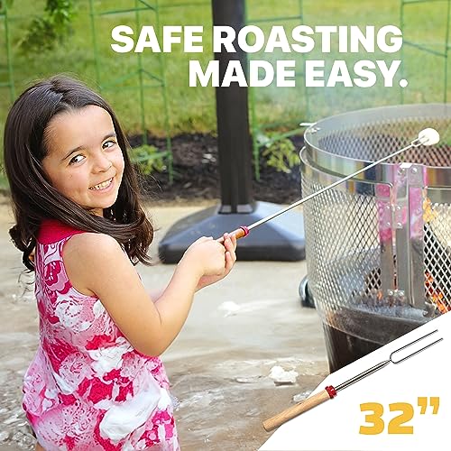 MalloMe Smores Sticks for Fire Pit Long - Marshmallow Roasting Sticks Smores Kit - Smore Skewers Hot Dog Fork Campfire Coo...