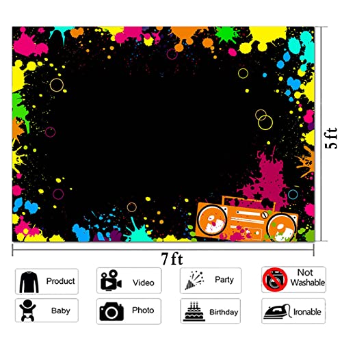 Glow Neon Party Photography Backdrops Let's Glow Splatter Photo Background Blacklight Colorful Laser Ray Disco Retro Bance...