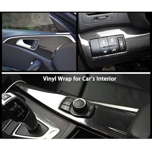 Carbon Fiber Vinyl Wrap for Cars, 6D High Gloss Car Wraps Vinyl Roll Bubble Free, PVC Self Adhesive Automotive Sticker Dec...