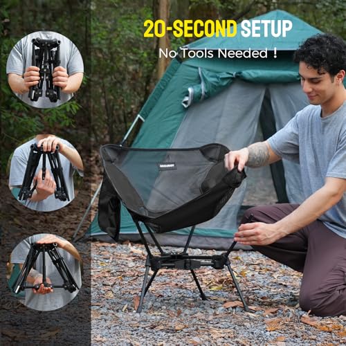 Mojest Portable Camping Chair – Compact Lightweight Folding Chair for Adults, Supports 330 lbs – Ideal for Backpacking Hik...