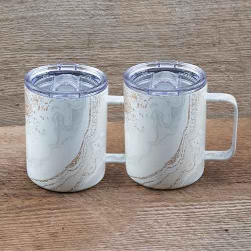 Cambridge Silversmiths Set of 2 16oz Insulated Red Geode Coffee Mugs