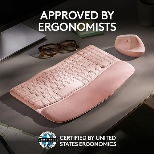 Logitech Wave Keys Wireless Ergonomic Keyboard with Cushioned Palm Rest, Comfortable Natural Typing, Easy-Switch, Bluetoot...