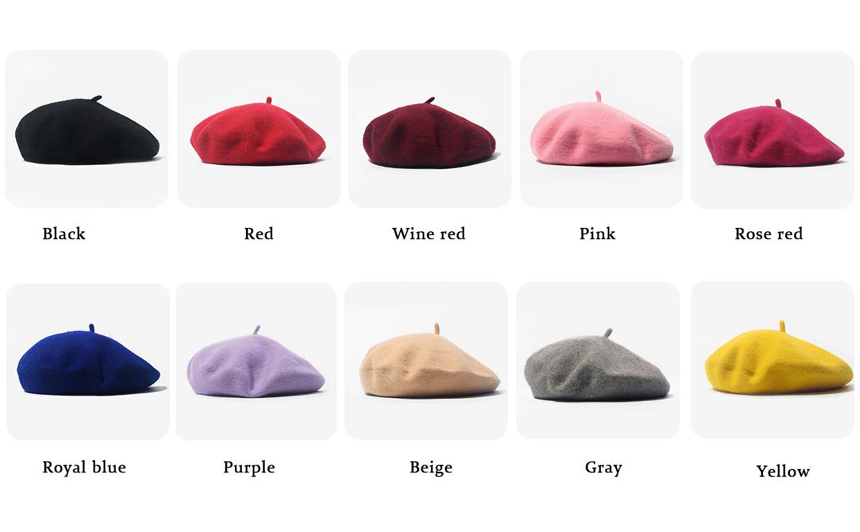 AWAYTR Kids Beret Hats for Girls - Artist French Beret for Toddler Little Girl (Rose red)