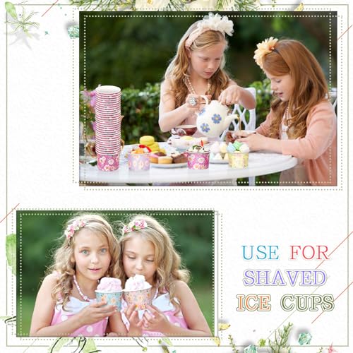 Nuenen 300 Pcs 8 oz Disposable Paper Cups Bowls Bulk Summer Ice Cream Sundae Bar Supplies for Sundae Snack Dessert Luau Ba...