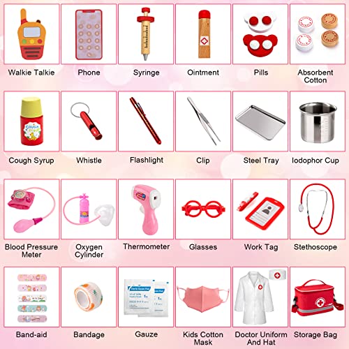 Doctor Kit for Kids, 34 Pcs Kids Doctor Playset Kit for Toddlers 3-5 with Medical Storage Bag & Real Stethoscope, Fun Role...