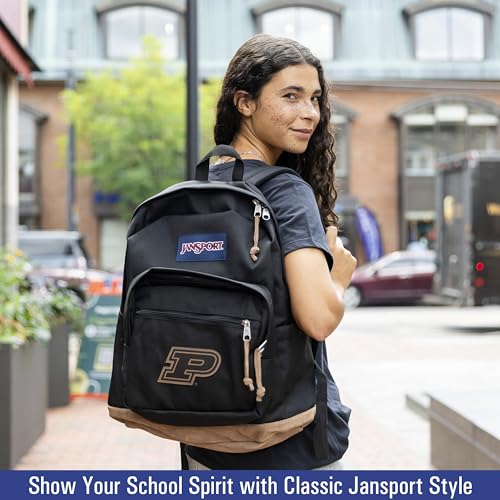 JanSport NCAA Officially Licensed Backpack, Michigan State Spartans, Right Pack with Padded 15-Inch Laptop Sleeve, Spacious Computer Bag, Durable Daypack with Bottle Pocket & Haul Handle, Black