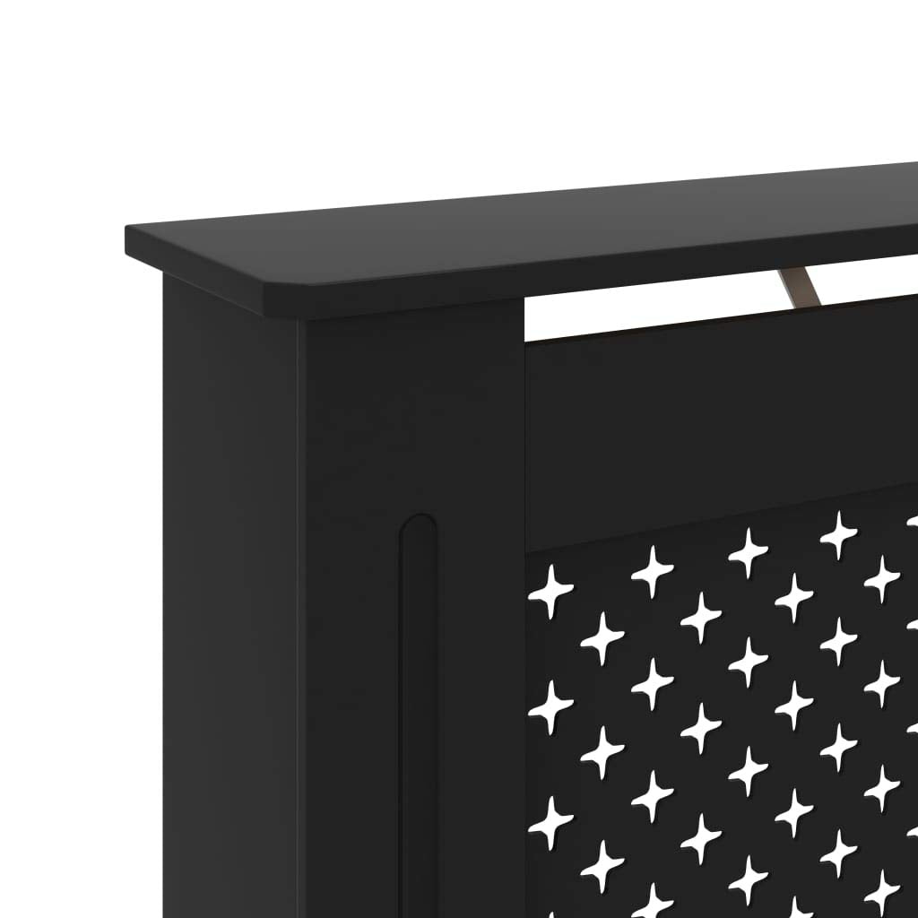 vidaXL Black Radiator Cover with Modern Slatted Design - Durable MDF Material - Easy to Assemble - Provides Additional Shelf Space