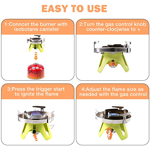 Hotdevil Bottletop Propane Camping Stove Portable 1-Burner Adjustable Stove with Wind Baffles Pressure Regulator equivalen...