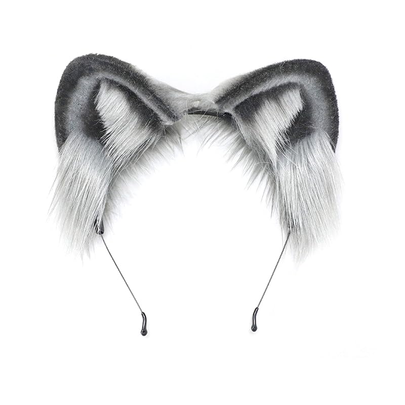LAIDIC Therian mask and Tail Animal Costume Set with Cat Ears Therian Paws Fluffy Faux Fur Boots for Women Halloween Cosplay (Black set with boots, Size 5 boots)