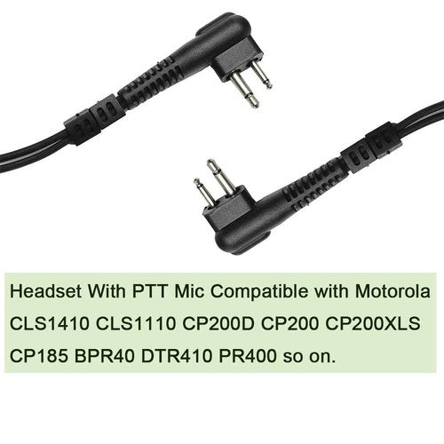 TDYU Acoustic Tube Earpiece Headset with PTT Mic Compatible with Motorola CP200 CP200D CP185 CLS1410 CLS1110 BPR40 DTR410 PR400 RMU2040 Walkie Talkie Two Way Radio 10 Pack