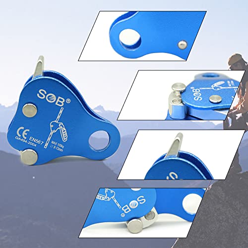 SOB Climbing Fall Protection Belay Device Ascender Protect Aluminum Magnesium Alloy Climbing Ascent Rope Grip Clamp for Mo...