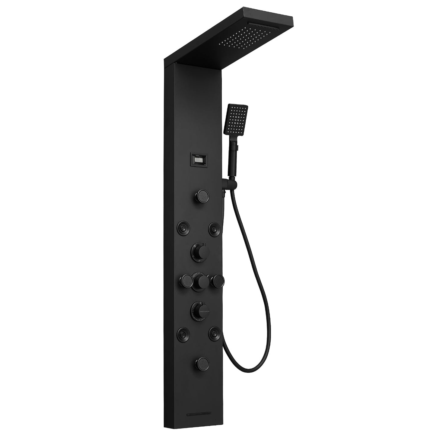 Bathfinesse Shower Panel, Shower Tower, Bathroom Shower Panel Tower System, 6 IN 1 Shower Functions, Stainless Steel Wall Mounted, Black