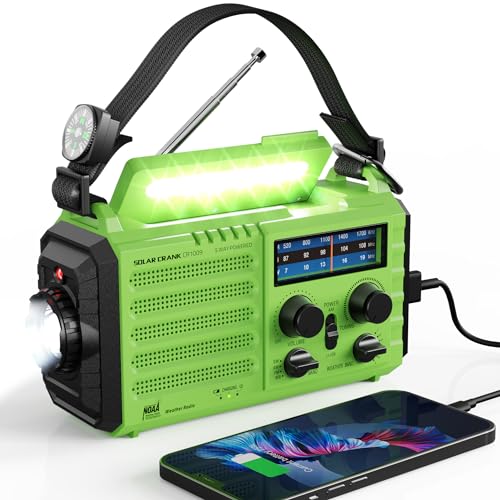 Raynic Weather Radio, 5000mAh/18500mWh Solar Hand Crank Emergency Radio, Battery Powered AM/FM/SW/NOAA Weather Alert Radio...