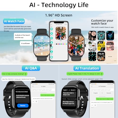 Smart Watch with Built-in GPS and Offline Maps, 1.96" HD Display, Answer/Make Calls, 100+ Sport Modes, Heart Rate/Sleep/Sp...