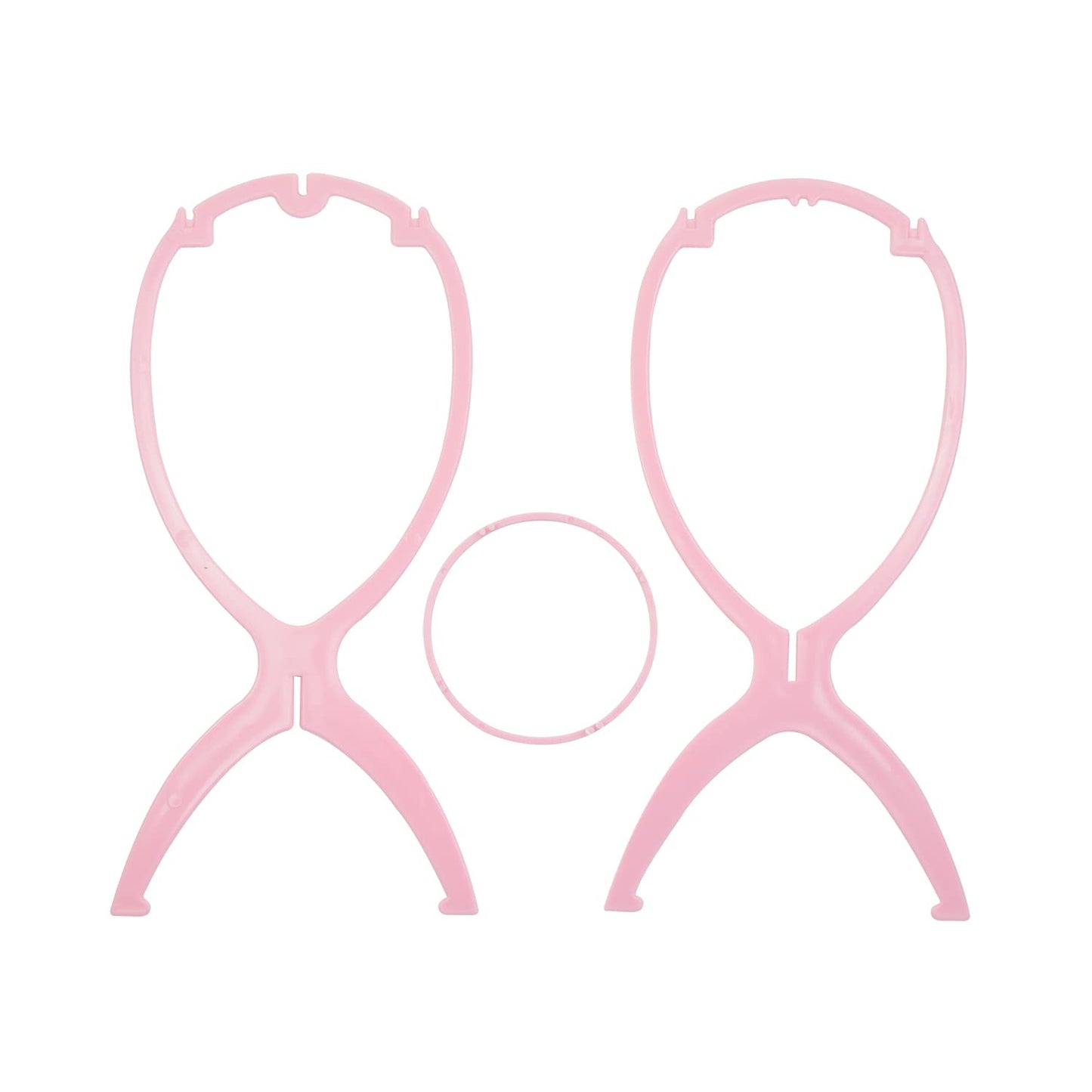 YANTAISIYU 2 Pieces Wig Stands Wig Head Stand 14.2 Inches Travel Portable Wig Holder for Multiple Wigs and Hats (Pink)