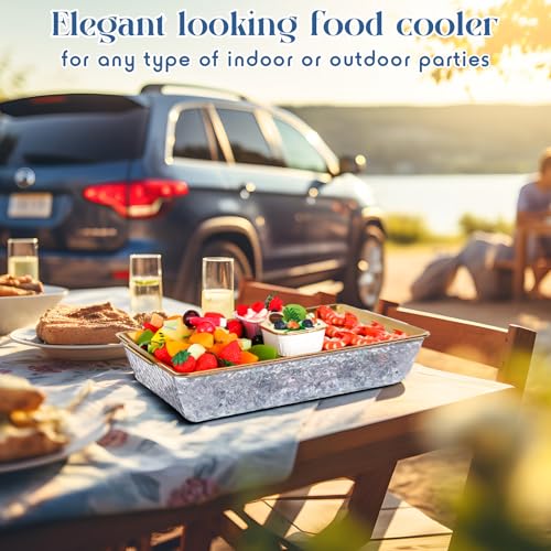 Baderke 1 Set 16" x 9.45'' Chilled Serving Tray for Parties with Compartments Rectangle Serving Dish Ice Charcuterie Party...