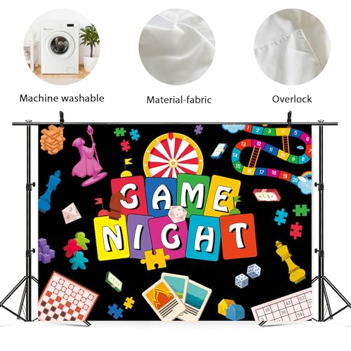 Newsely Game Night Backdrop 7Wx5H Photography Game Party Decorations Chess Card Playing Card Party Supplies Gamble Gaming ...