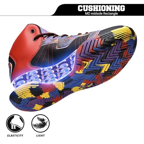 ASHION Mens Basketball Shoes High Top Streetball Lightweight Outdoor Sneakers Cushioning Shoes for Team Sports Athletic
