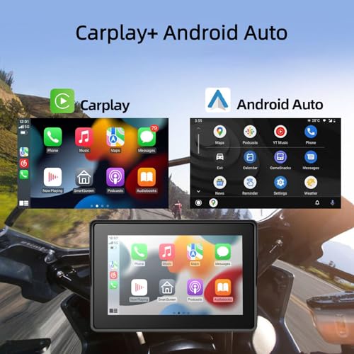 MITNOTY Motorcycle CarPlay & Android Auto, 6.5 Inch Wireless Carplay Screen with GPS Navigation, IP67 Waterproof Touchscre...