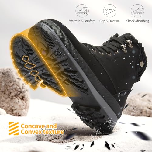 hash bubbie Women's White Combat Boots Black Platform Boots Non Slip Waterproof Ankle Boots Fall Winter Hiking Boots Fuzzy...