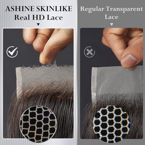 ASHINE 5x5 HD Lace Closure Body Wave Straight Human Hair 5x5 Real HD Lace Closure Invisible Bleached Knots Pre Plucked with Baby Hair Natural Hairline 20 Inch
