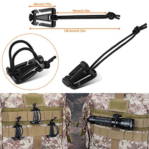 Molle Backpack Attachments Kit of 28 Accessories, D-Ring Grimloc Locking Gear Clip Web Dominator Elastic Strings Strap