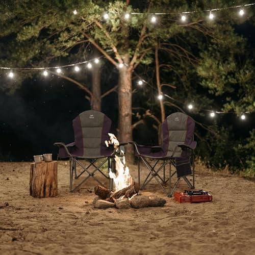 LANMOUNTAIN Camping Chairs for Adults,High Back Folding Camp Chair with Cup Holder and Cooler Bag,Heavy Duty Outdoor Lawn ...