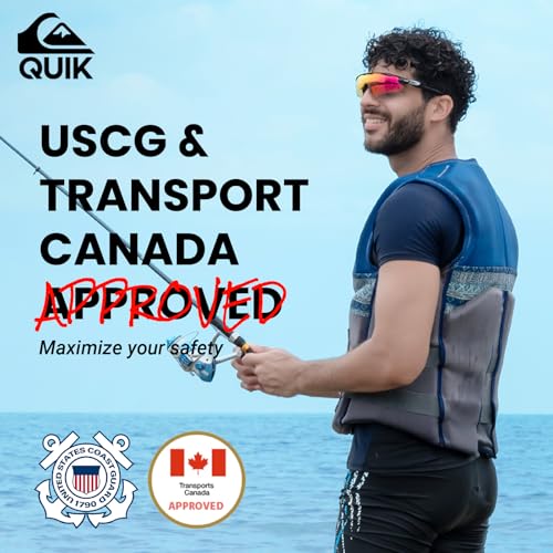 QUIKSILVER Men's Life Vest and Youth Life Vest, USCG and Transport Canada Approved PFD, Evoprene CGA Personal Flotation De...