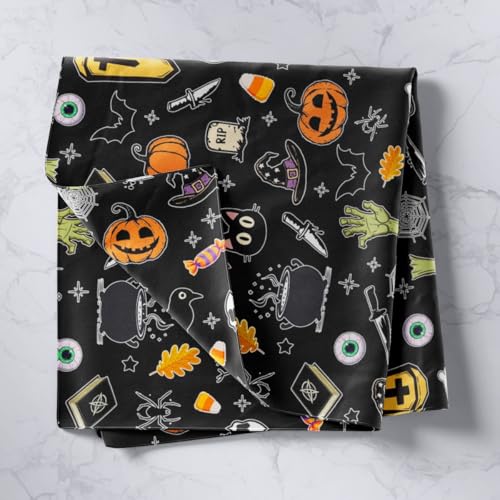 Cartoon Halloween Tapestry,Black Bat Spider Print Wall Hanging Art Pumpkin Lantern Wall Blankets Gothic Style Poster Tapestries for Kids Teens Girls Boys Bedroom Decor,70.9x92.5