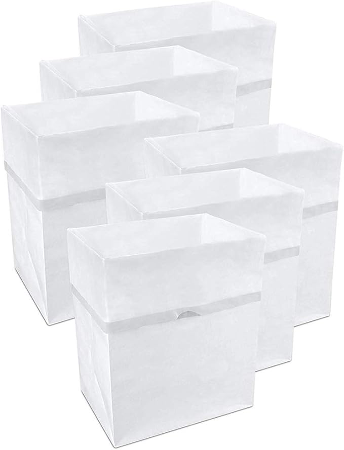 13 Gallon Disposable Pop-Up Trash Cans (6-Pack) with Fitted Bags – Foldable Garbage & Recycling Bins for Parties, Events & Kitchen (White, 17" H x 13.5" W x 10" D)