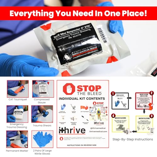 iThrive Medical - Stop The Bleed Trauma Kit - Bleeding Control Kit with CAT Tourniquet & Trauma Shears - Emergency First A...